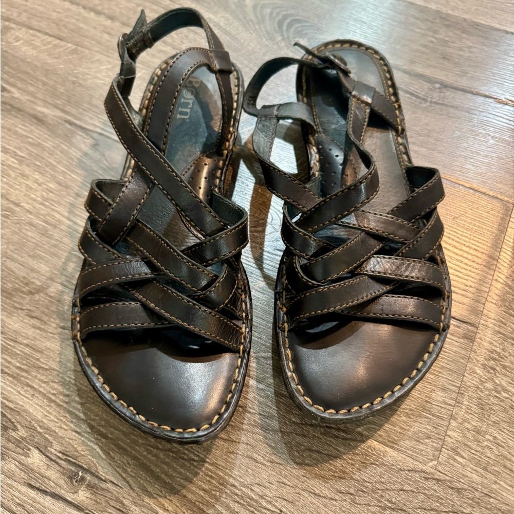 Born Women’s Black Leather Strappy Sandals Size 10 / 42 - Picture 3 of 15
